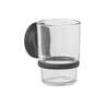 Portavaso cepillero con vaso de vidrio, negro, FOSET AQUA