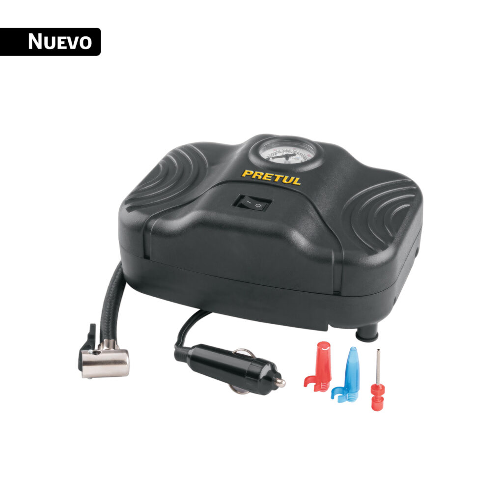 COMP-12P - Inflador portátil para auto, 12 V, PRETUL