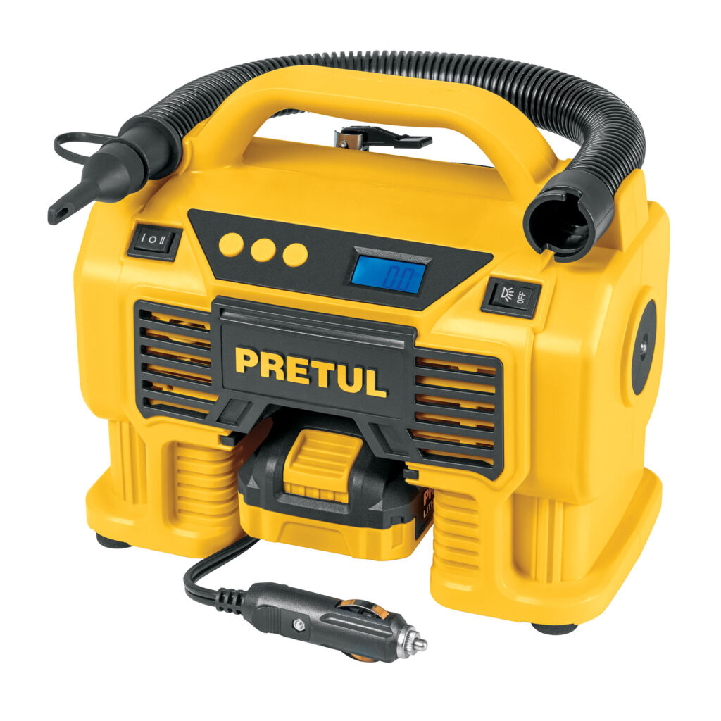 COMPI-20P - Inflador/soplador para auto, 20V, 1 batería 2Ah, PRETUL