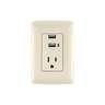 Contacto aterrizado + 2 puertos USB, marfil, línea Italiana