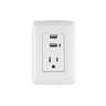 Contacto aterrizado + 2 puertos USB, blanco, línea Italiana