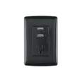 Contacto aterrizado + 2 puertos USB, negro, línea Italiana