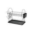 Escurridor negro de acero con 2 niveles para trastes
