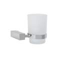 Portavaso cepillero con vaso de vidrio, cromo, FOSET KUBO