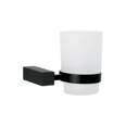 Portavaso cepillero con vaso de vidrio, negro, FOSET KUBO