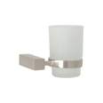 Portavaso cepillero con vaso de vidrio, satín, FOSET KUBO
