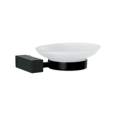 Jabonera con plato de vidrio, negro, FOSET KUBO