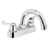 Mezcladora 4' para lavabo, cuello curvo, manerales palanca