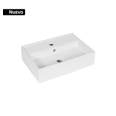 Lavabo de porcelana de sobreponer rectangular, blanco, FOSET