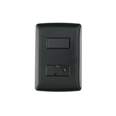 Placa armada contacto e interruptor, negro, línea Italiana