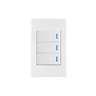 Placa armada 3 interruptores 1de 3vías,1 mod,Española,blanco