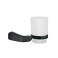 Portavaso cepillero con vaso de vidrio, negro, FOSET RIVIERA