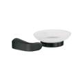 Jabonera con plato de vidrio, negro, FOSET RIVIERA