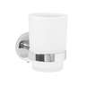 Portavaso cepillero cromo con vaso de vidrio, FOSET TÚBIG